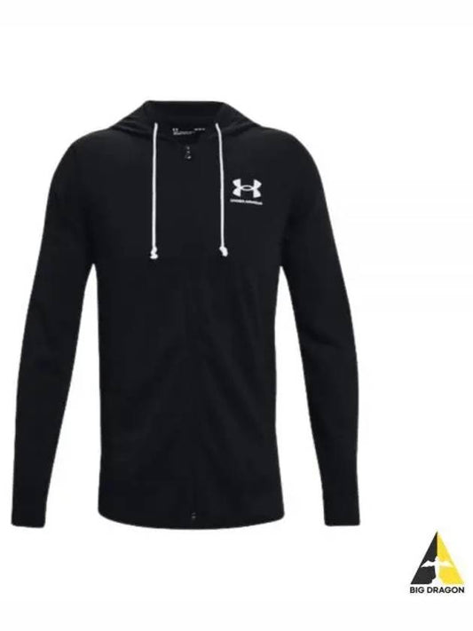 UA Rival Terry Full Zip Hooded Jacket Black - UNDER ARMOUR - BALAAN 2