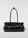 Medium Leather Tote Shoulder Bag Black - PRADA - BALAAN 1