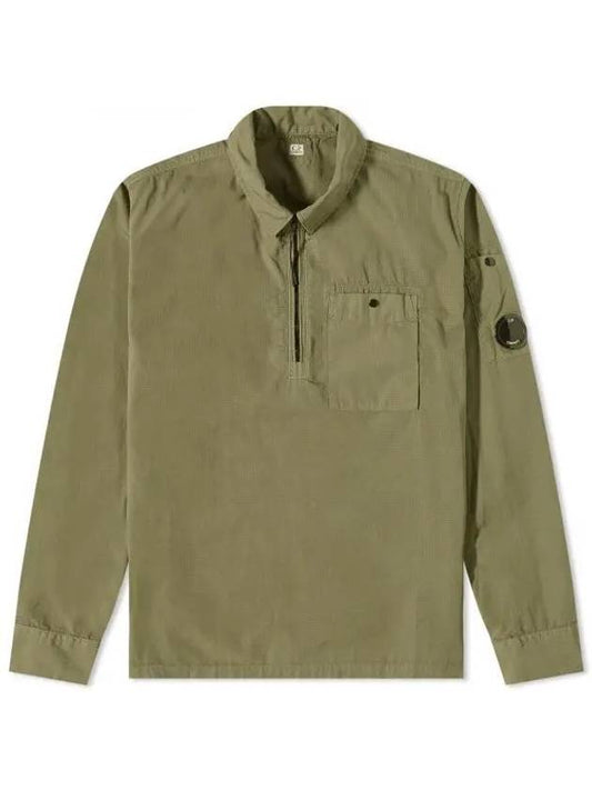 Lens Detail Ripstop Quarter Zipper Long Sleeve Shirt Green - CP COMPANY - BALAAN 1