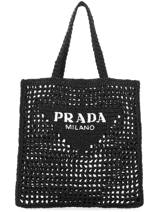 Crochet Tote Bag Black - PRADA - BALAAN 3