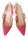 J'adior Cotton Embroidered Slingback Heels Pink - DIOR - BALAAN 3