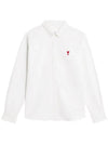 Heart Logo Oxford Button Down Long Sleeve Shirt White - AMI - BALAAN 2