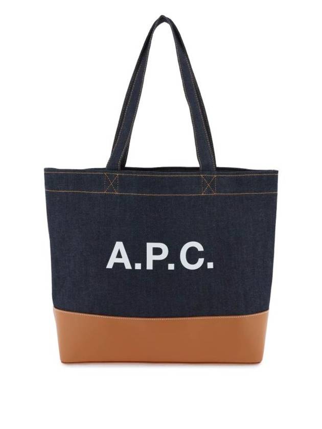 Axel Denim Tote Bag Indigo Blue Brown - A.P.C. - BALAAN 1