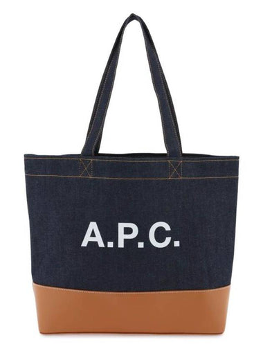 Axel Denim Tote Bag Indigo Blue Brown - A.P.C. - BALAAN 1