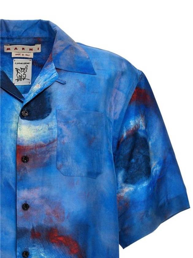 Haboutai Print Silk Short Sleeve Shirt Blue - MARNI - BALAAN 4