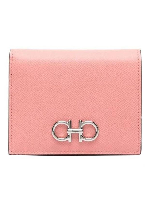 Gancini Compact Half Wallet Coral - SALVATORE FERRAGAMO - BALAAN 1