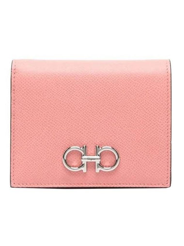 Gancini Compact Half Wallet Coral - SALVATORE FERRAGAMO - BALAAN 1