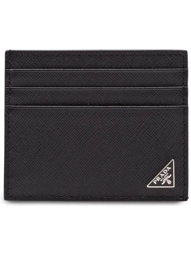 Triangle Logo Saffiano Card Wallet Black - PRADA - BALAAN 2