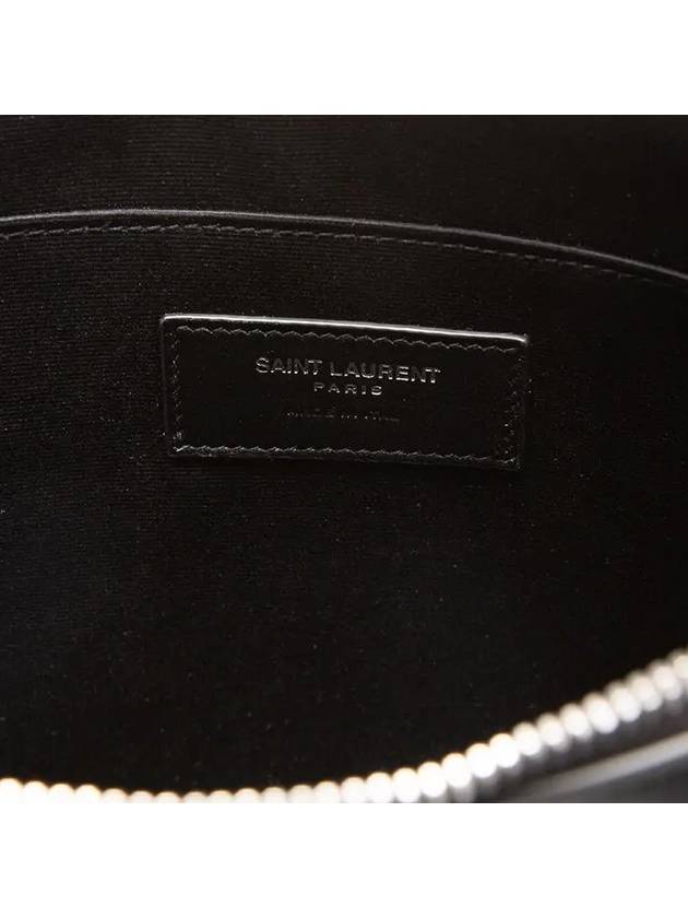 Monogram Silver Logo Clutch Bag Black - SAINT LAURENT - BALAAN 5