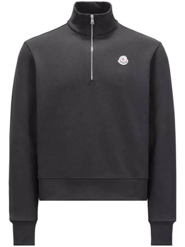 8G00022 899V4 998 Logo Patch Half Zipup Black Men's Zipup TLS - MONCLER - BALAAN 1