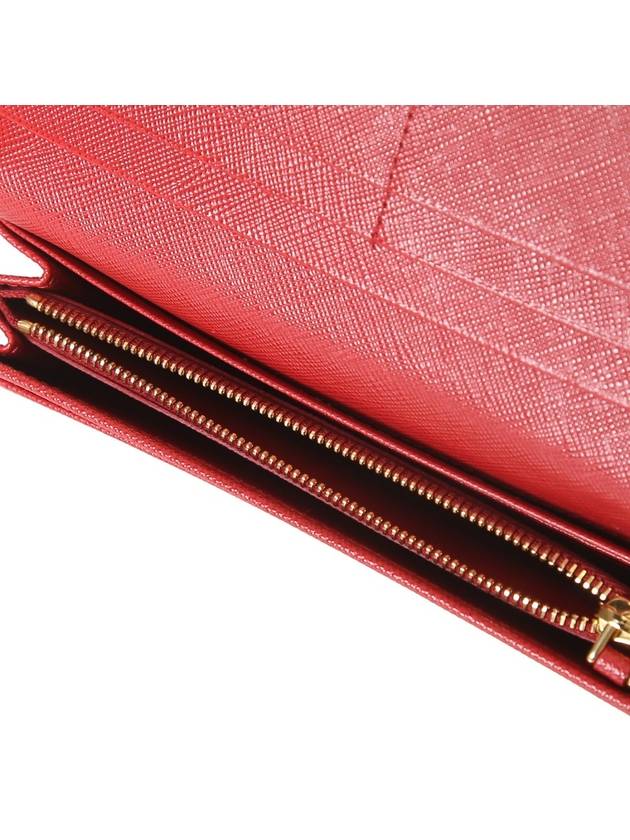 Metal Logo Saffiano Long Wallet Red - PRADA - BALAAN 7