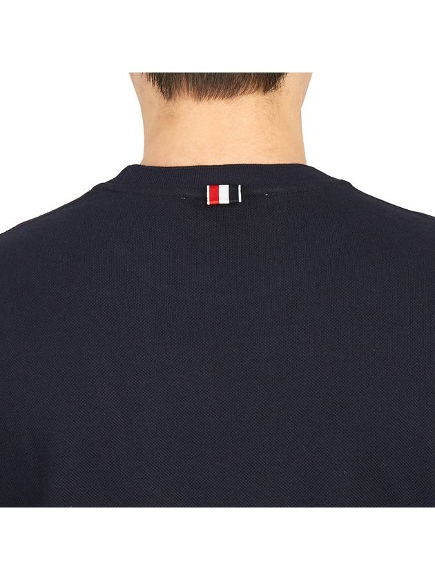 Classic Pique Rib Side Insert 4-Bar Short Sleeve T-Shirt Navy - THOM BROWNE - BALAAN 8