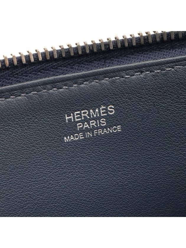 Blue Nuit Clemence leather silver Ultrapla PM shoulder bag D engraved - HERMES - BALAAN 9