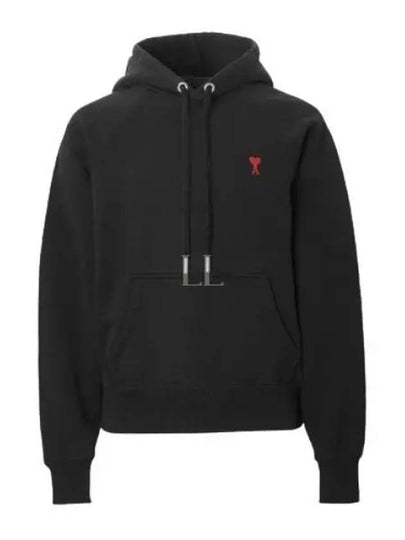 Heart Logo Cotton Hoodie Black - AMI - BALAAN 2