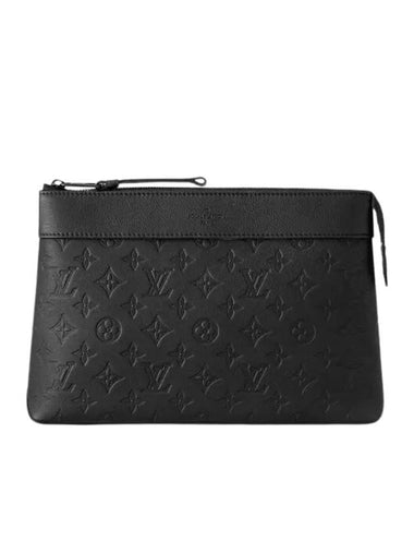 Pochette Voyage Souple Monogram Leather Pouch Bag Black - LOUIS VUITTON - BALAAN 1