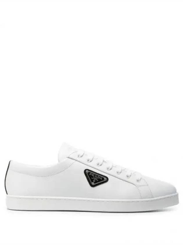 Brushed Leather Sneakers White Black - PRADA - BALAAN 2