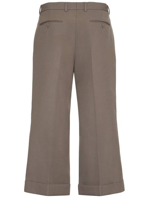 Textured Gabardine Cropped Straight Pants Brown - GUCCI - BALAAN 3