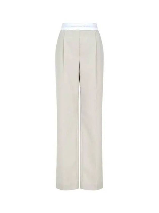 Logo banding high waist pants beige 270408 - ALEXANDER WANG - BALAAN 1