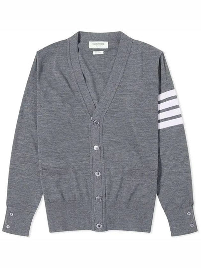 Men's Sustainable Classic Diagonal Wool Cardigan Medium Grey - THOM BROWNE - BALAAN 2