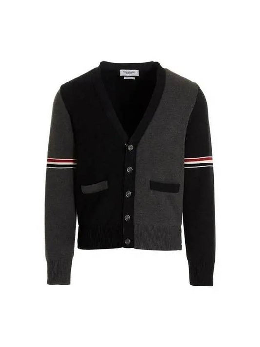 Funmix Cotton ArmBand V-Neck Cardigan Tonal Grey - THOM BROWNE - BALAAN 2