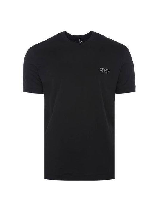 UMM0477 BLACK KNT logo embroidered black short-sleeved tee - KITON - BALAAN 1