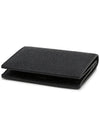 Pebble Grained Leather Double Card Wallet Black - THOM BROWNE - BALAAN 4