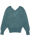 Milan Jumper V-Neck Knit Top Emeraude - ISABEL MARANT - BALAAN 3