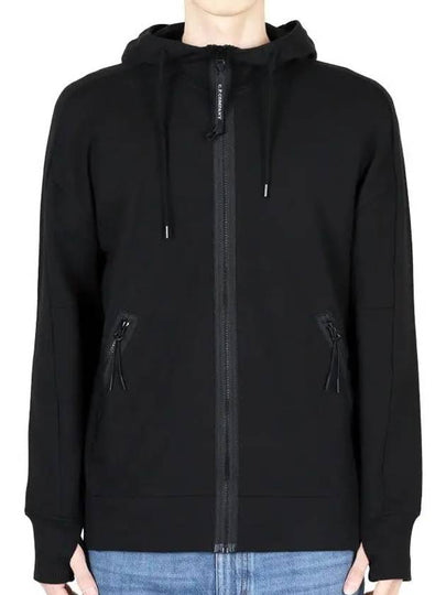 Diagonal Raised Fleece Zip-Up Hoodie Black - CP COMPANY - BALAAN 2