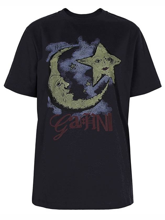 Moonlight Print Short Sleeve T-Shirt Grey - GANNI - BALAAN 2