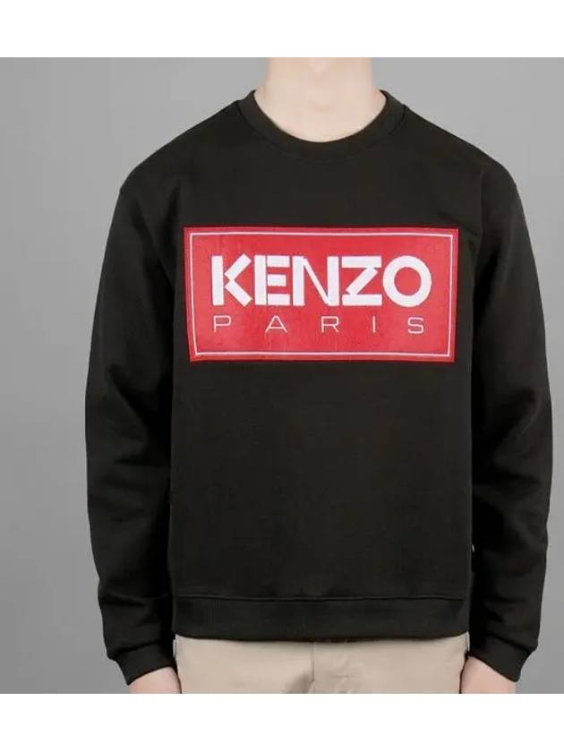 Logo Patch Print Cotton Sweatshirt Black - KENZO - BALAAN 2