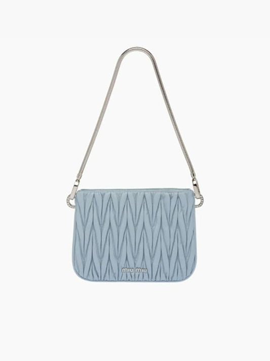 Sassy Matelasse Nappa Leather Shoulder Bag Blue - MIU MIU - BALAAN 2