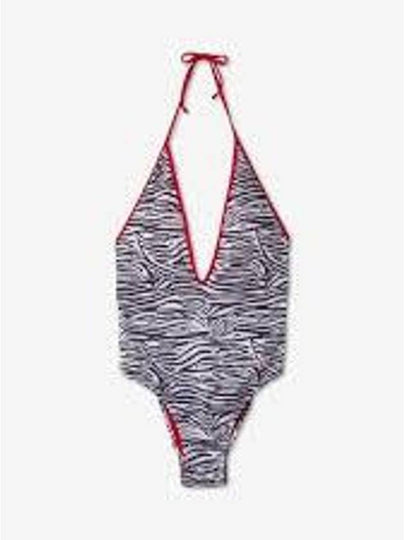 Zebra Print Halter Neck One-Piece Swimsuit - DIESEL - BALAAN 2