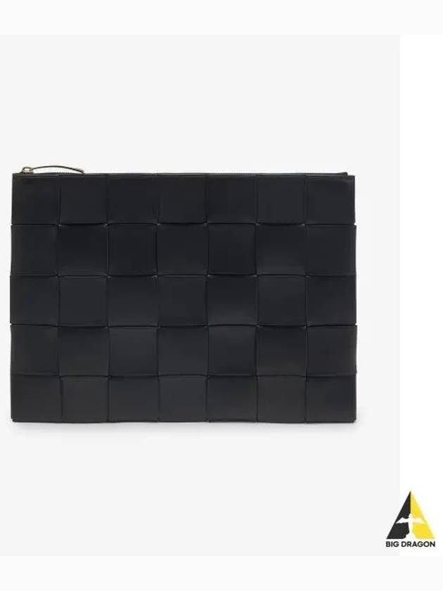 Cassette Intrecciato Medium Clutch Bag Black - BOTTEGA VENETA - BALAAN 2