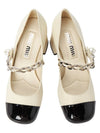 Leather Pumps Ivory Black - MIU MIU - BALAAN 3