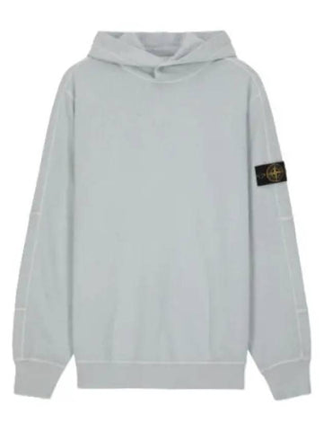 Wappen Button Regular Fit Hooded Light Blue T Shirt Hoodie - STONE ISLAND - BALAAN 1