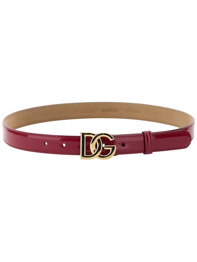 DG Logo Polished Leather Belt Fuchsia - DOLCE&GABBANA - BALAAN 2