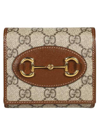 Horsebit GG Supreme Half Wallet Brown - GUCCI - BALAAN 1