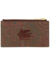 Paisley Jacquard Fabric Card Wallet Brown - ETRO - BALAAN 1