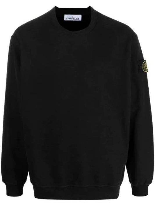 Wappen Patch Crew Neck Cotton Sweatshirt Black - STONE ISLAND - BALAAN.