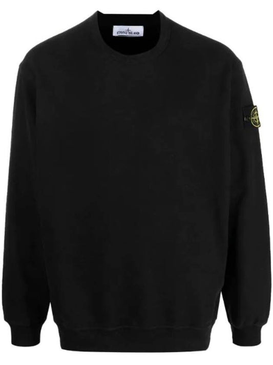 Wappen Patch Crew Neck Cotton Sweatshirt Black - STONE ISLAND - BALAAN 1