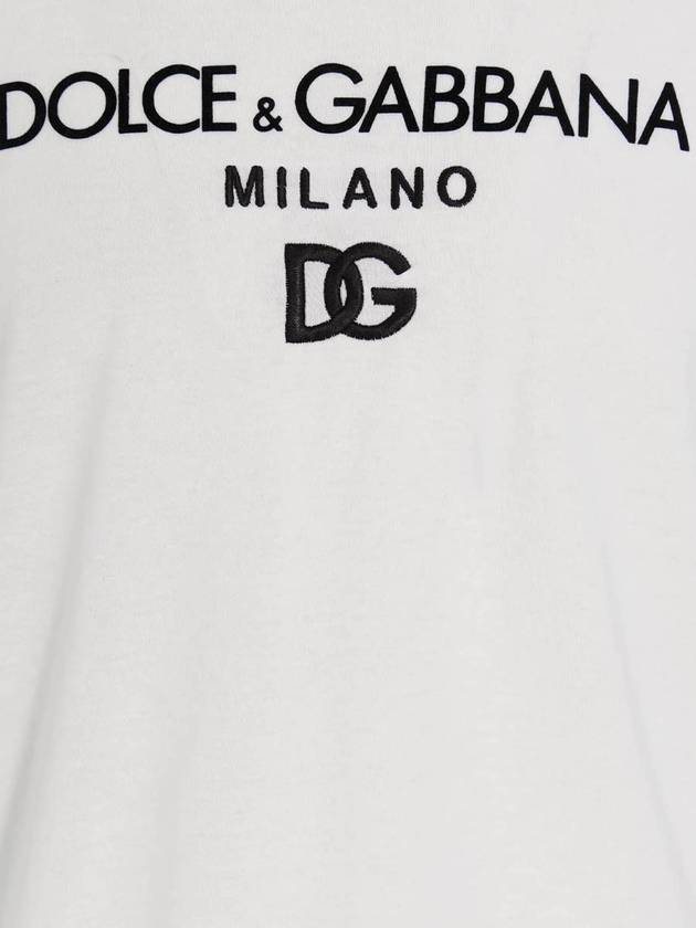 Men's Embroidered Logo Short Sleeve T-Shirt White - DOLCE&GABBANA - BALAAN 5