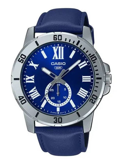 Men's Leather Wrist Watch MTP VD200L 2B - CASIO - BALAAN 2