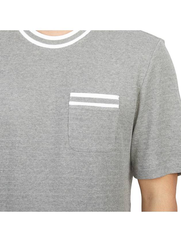 Pointelle Cotton Short Sleeve T-Shirt Light Grey - THOM BROWNE - BALAAN 8