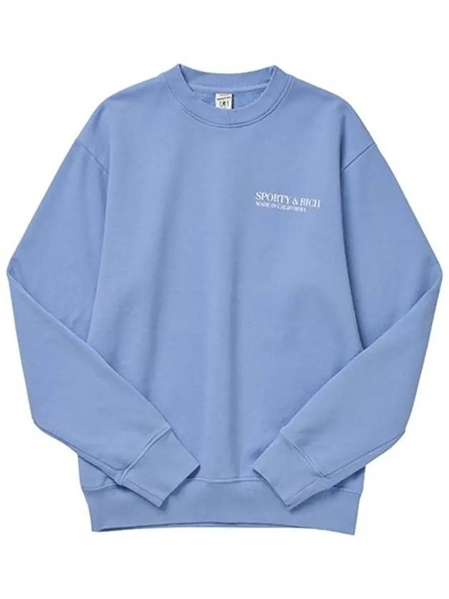 California Crew Neck Cotton Sweatshirt Light Blue - SPORTY & RICH - BALAAN 5