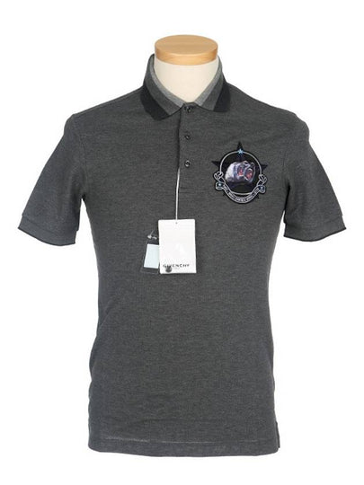 Waffen Patch Short Sleeve Polo Shirt Grey - GIVENCHY - BALAAN 2