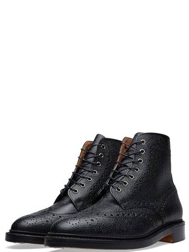 Pebble Leather Wingtip Brogue Ankle Boots Black - THOM BROWNE - BALAAN 3