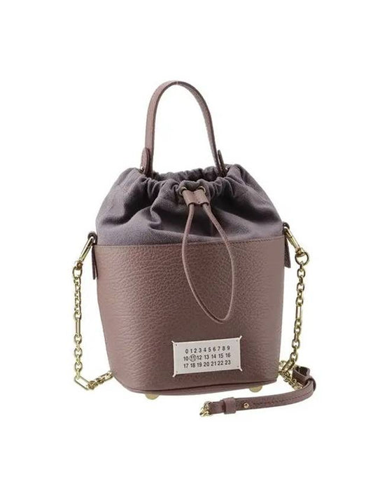 5AC Number Logo Texture Leather Bucket Bag Dark Brown - MAISON MARGIELA - BALAAN 1