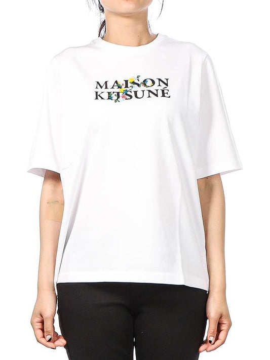 Flower Logo Print Short Sleeve T-Shirt White - MAISON KITSUNE - BALAAN 2