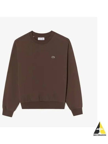 Women s Basic Crew Neck Sweatshirt Dark Brown - LACOSTE - BALAAN 1