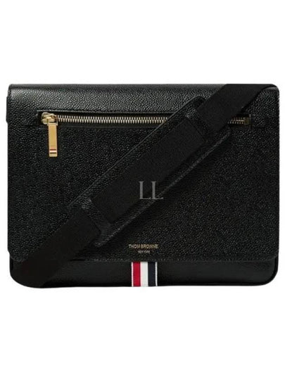 Tonal Strap Leather Reporter Cross Bag Black - THOM BROWNE - BALAAN 2